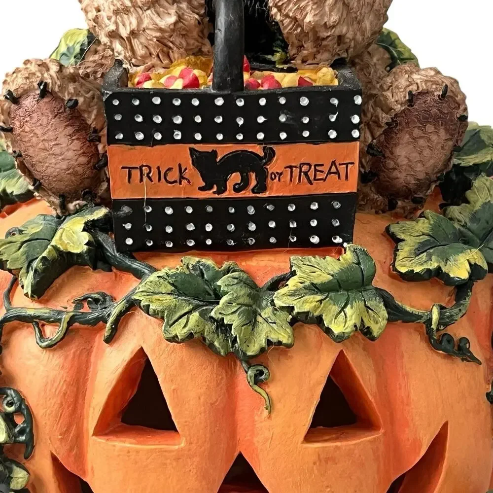 Vintage Gloria Jeans Exclusive Halloween Light Up Pumpkin Cat WORKS Fall Harvest